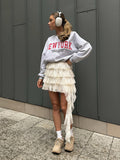 New Personality Irregular Design Feel White Lace Skirt Fashion Hot Girl With Breathable Woman HZ1208