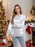 Autumn And Winter New Christmas Sweater Women's Loose Knitted Jersey Square Bow Bump Color Coat HZ1208