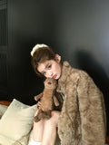 New Collar Dyed Sharp Bows Eco-Friendly Fur Fur Coat Women Winter Lazy Plus Thick Hair Coat HZ1208