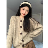 Vintage Lazy Wind Soft Glutinous Sweater Spring And Autumn Winter 2025 New High-End Blouse Knitted Thick Open-Shirt Coat Woman HZ1208