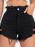 Summer Trendy Hottie Sexy Retro Hairy Side On Both Sides Of The Hollow Can Adjust Denim Super Shorts Hot Pants HZ1208