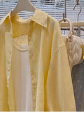 Loose Lazy Goose Yellow Linen Sunscreen Shirt Women 2025 Summer New Korean Version Of Loose Cotton T-Shirt HZ1208
