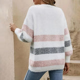 Autumn And Winter Knitted Shirt V-Neck Sweater Classic Striped Single-Dcupuncture Cardigan Casual Knitted Coat HZ1208