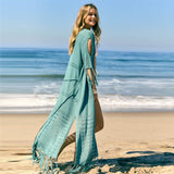 Spring And Summer New Solid Knitted Jersey Bikini Skirt Belt Long Beach Coat HZ1208