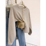 Soft Glutinous Solid Color Simple Short Design Knitted Cardigan Women 2025 Autumn And Winter Small Man Top Sweater Jacket HZ1208