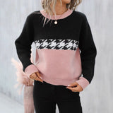 Women's Temperament Thread Under The Fork Knit Shirt Fashion Long-Sleeved Solid Color Sweater HZ1208