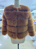 Fur Fever Imitation Fox Fur Coat Women's Short-Sleeved Fur Coat HZ1208