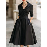 Women's Spring And Autumn Temperament Collar Waist Dress Thin Elegant Ladies Dress HZ1208