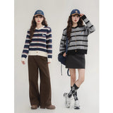 Autumn New Striped Knitted Shirt Small Fragrant Wind Milk Whiry Soft Sweater Cardigan Jacket Women Spring And Autumn Outside The Top HZ1208