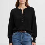 Women's Autumn And Winter Casual Round-Neck Sweater Henry Shirt Button Knitted Coat HZ1208