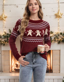 Autumn And Winter New Christmas Sweater Women Loose Knitting Wave Point Snowflake Cartoon Coat HZ1208