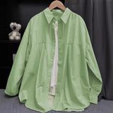 New Pink Folded Long-Sleeved Shirt Coat Women's Spring Thin Loose BF Lazy Wind Long Casual Top HZ1208