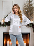 Autumn And Winter New Christmas Sweater Women's Loose Knitted Jersey Square Bow Bump Color Coat HZ1208