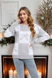 Autumn And Winter New Christmas Sweater Women's Loose Knitted Jersey Square Bow Bump Color Coat HZ1208