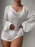 Ocean's New Beach Hooded Knitted Loose Long-Sleeved Swimsuit Sunscreen HZ1208