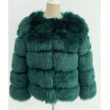 Fur Fever Imitation Fox Fur Coat Women's Short-Sleeved Fur Coat HZ1208