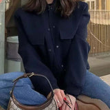 2025 New Coat Temperament Collar Big Pocket Neutral Style Women's Jacket Small Fragrant Spring And Autumn Coat Woman HZ1208