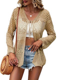 New Beach Knitted Jersey In Summer 2025 Sexy Solid Color Knitted Beach Swimwear Shirt Sunscreen Cardigan HZ1208