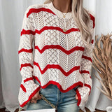 Yang Yang Autumn New Women's Sweater Wavy Horn Long-Sleeved Knitted Shirt Top HZ1208