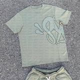 Trendy Letter Print Loose Short-Sleeved Top Street Hip-Hop Men And Women T-Shirt Shorts 2025 HZ1208