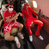 Trendy Letter Print Loose Short-Sleeved Top Street Hip-Hop Men And Women T-Shirt Shorts 2025 HZ1208