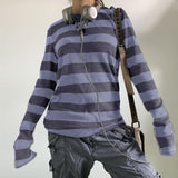 New Loose Leisure Stripes Cotton Commuting Ins Long Sleeves HZ1208