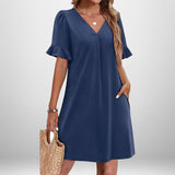 Women's Dress 2025 Casual Fashion Print Shirt Seven-Sleeve Commuter Dress HZ1208