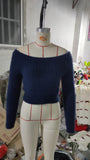 Spring And Autumn New Word Collar Shoulder Repair With A Short Knitted Sweater HZ1208