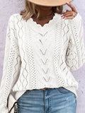 Women's Sweater Knitted Shirt Design Hollow V-Neck Long-Sleeved Hooded Top HZ1208