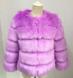 Fur Fever Imitation Fox Fur Coat Women's Short-Sleeved Fur Coat HZ1208
