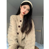 Vintage Lazy Wind Soft Glutinous Sweater Spring And Autumn Winter 2025 New High-End Blouse Knitted Thick Open-Shirt Coat Woman HZ1208