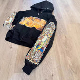 New 2025 New Trendy Street Loose Hooded St. Women's Printed Sweater Autumn And Winter Zipper Coat Top HZ1208