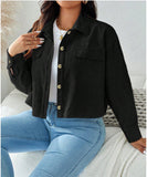 New Large Women's Corduroy Short Casual Coat HZ1208