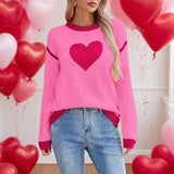 2025 Autumn And Winter Hot Sweater Women Hit The Color Love Peach Collar Knitted Jersey Valentine's Day HZ1208