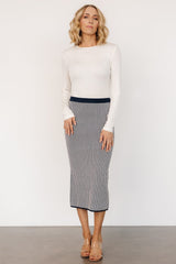 Alonso Knit Midi Skirt | Navy Stripe