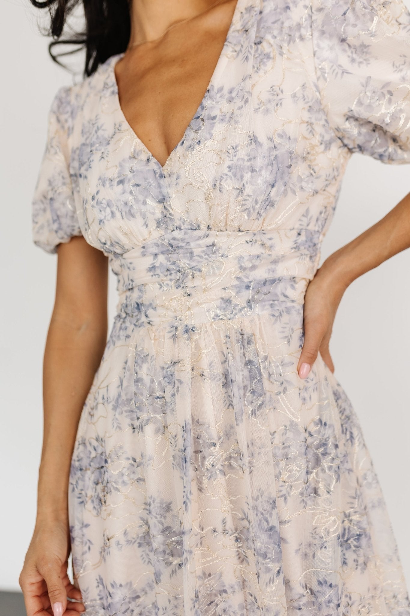 Ardley Maxi Dress | Cream + Blue