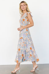 Arla Smocked Maxi Dress | Light Blue Floral