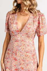 Audrey Deep V Maxi Dress | Blush Floral