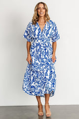 Austin Kimono Dress | Cobalt Print