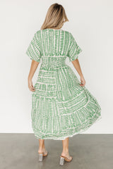 Austin Kimono Dress | Green Print