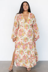 Bowman Deep V Maxi Dress | Cream Multi Floral