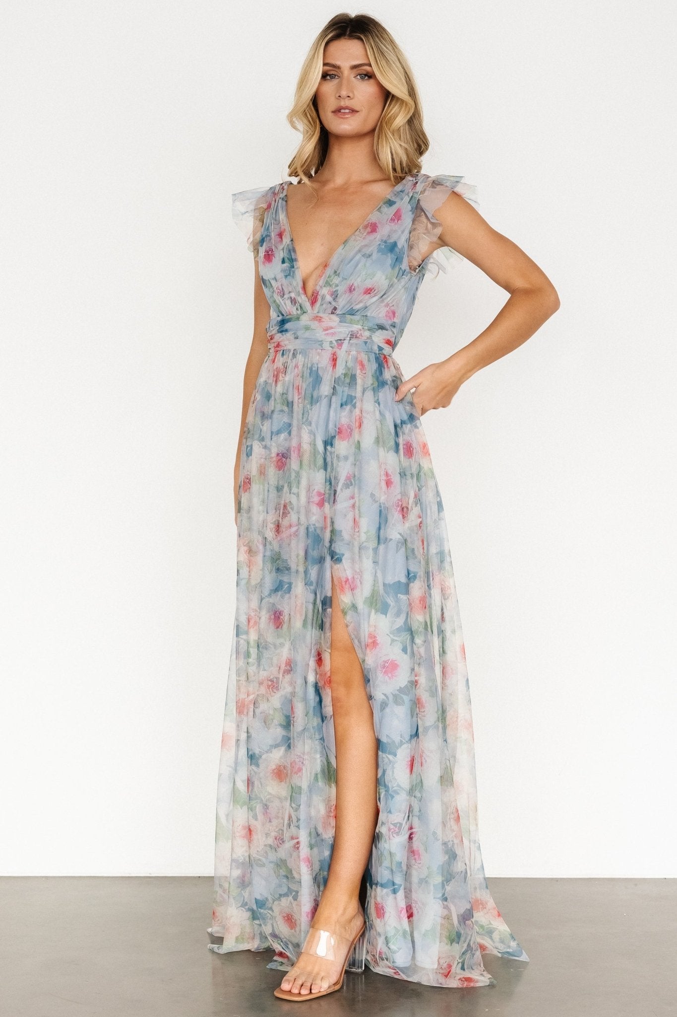 Carmine Maxi Dress | Dusty Blue Floral