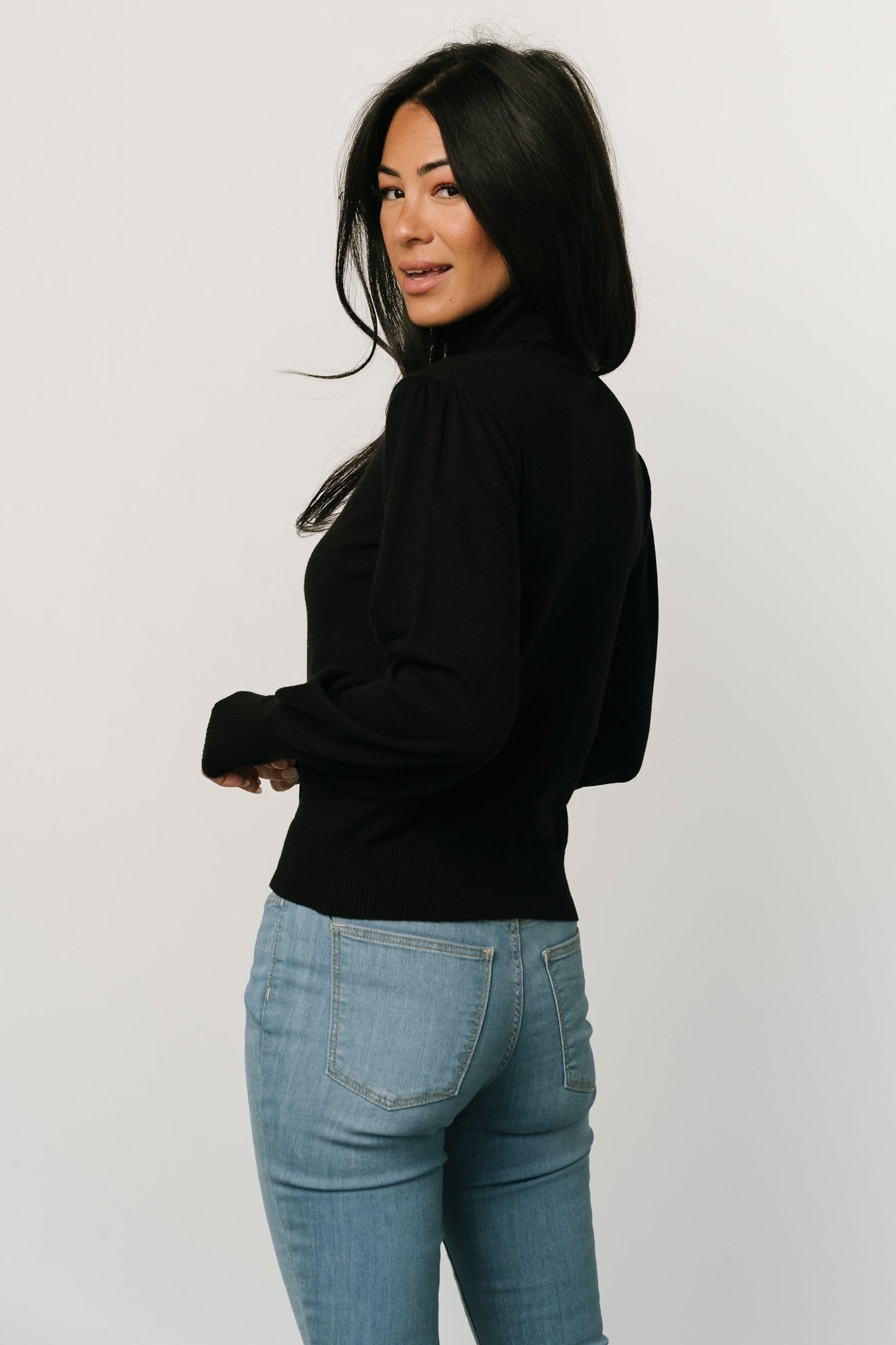 Danica Turtleneck Knit Top | Black