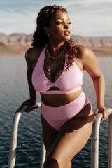 Del Mar Ribbed Bikini Bottom | Pink
