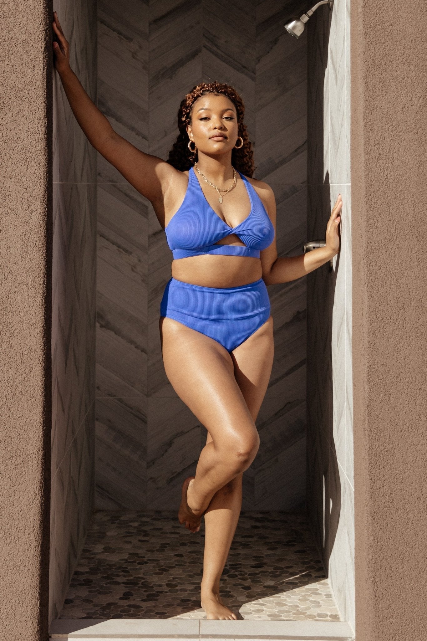 Del Mar Ribbed Bikini Top | Blue