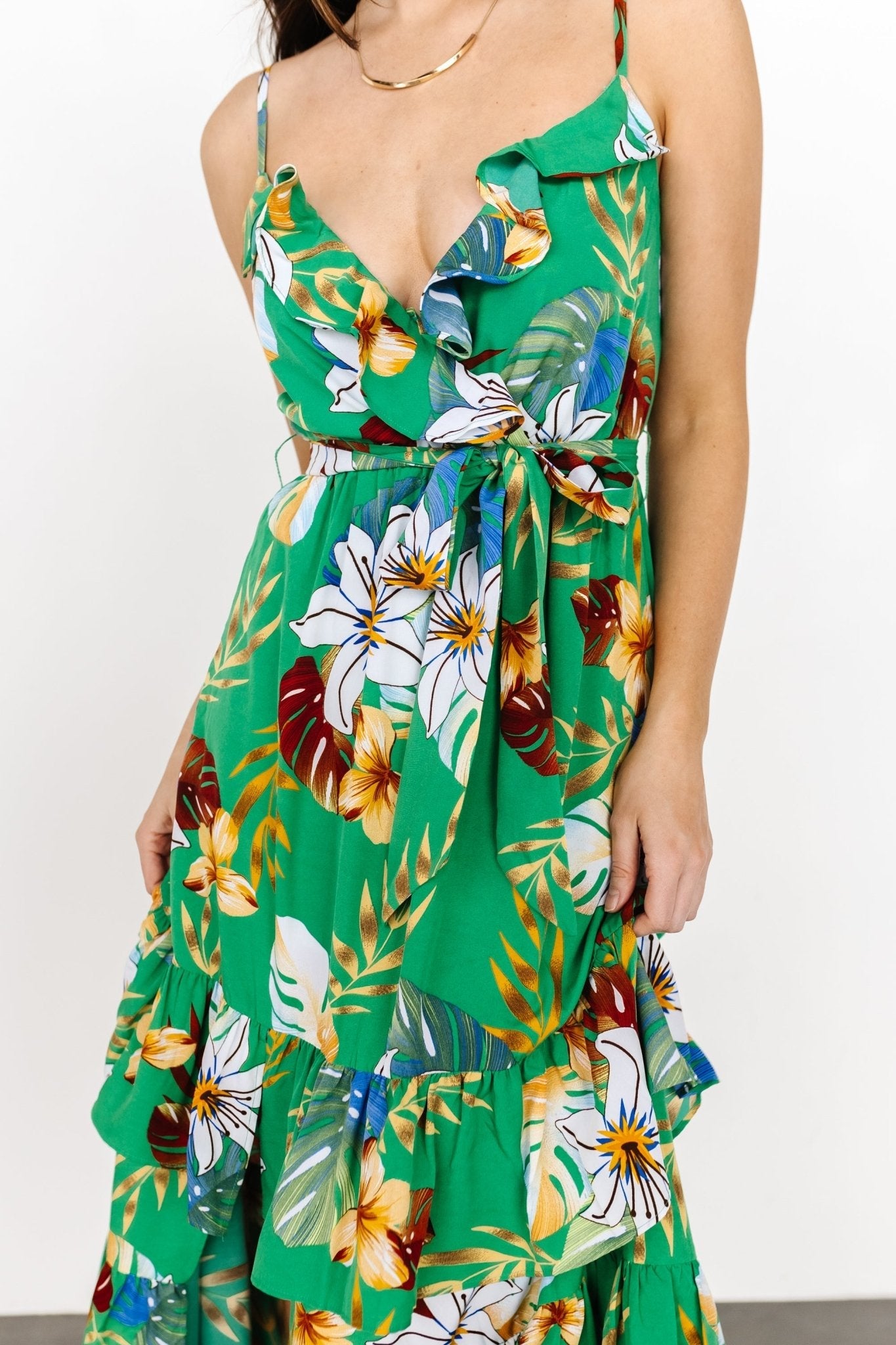 Dolores Ruffle Maxi Dress | Green Multi