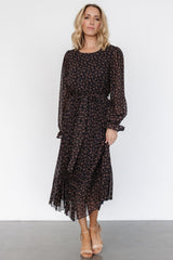 Edith Pleated Dress | Navy + Copper