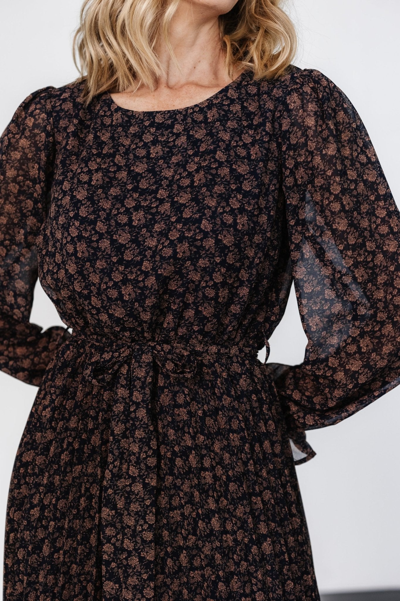 Edith Pleated Dress | Navy + Copper