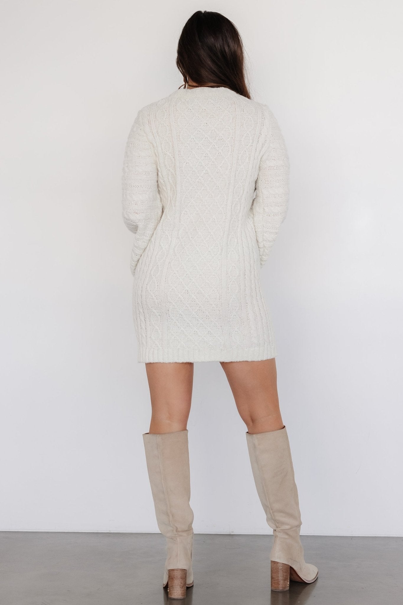 Ellis Cable Knit Sweater Dress | Ivory