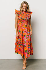 Emily Smocked Tier Dress | Orange Floral